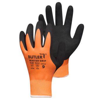 ein Paar oranger Winterhandschuhe Butler Pro Winter Grip